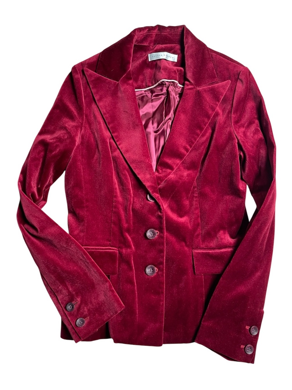 Susana Monaco Women's Velvet Blazer Jacket - Deep Wine Red